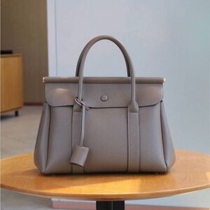 Genuine Leather Handmade Elegant Gray Handbag